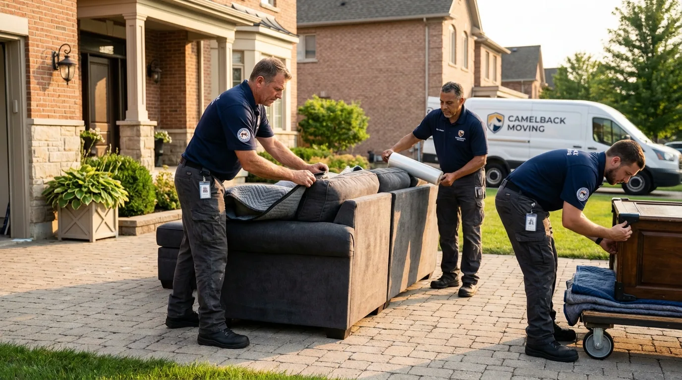 Large estate moving crew wrapping furniture in Felton, CA